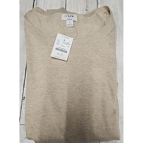 NWT J Crew Size S 100% Cotton Teddie Sweater Heather Light Khaki - Picture 8 of 8